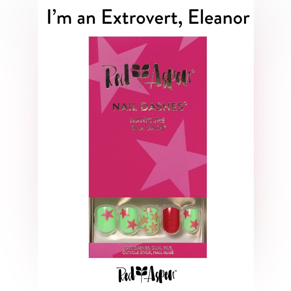 Red Aspen Nail Dashes
I’m An Extrovert, Eleanor short square design glitter B6f